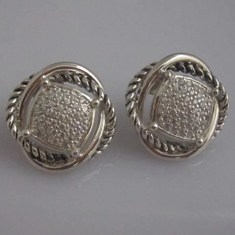 

925 Silver Jewelry 11mm Pave Diamond Stud Earrings Christmas Gifts Mother's Day Gifts Valentine's Day Gifts Birthday Gifts