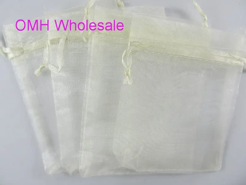 Бежевый OMH wholesale100pcs 7x9 см 25 женская обувь разных цветов в красивом китайском вуаль Рождество/свадебный подарок, сумки из органзы, Ювелирная Подарочная сумка BZ04 - Цвет: Бежевый