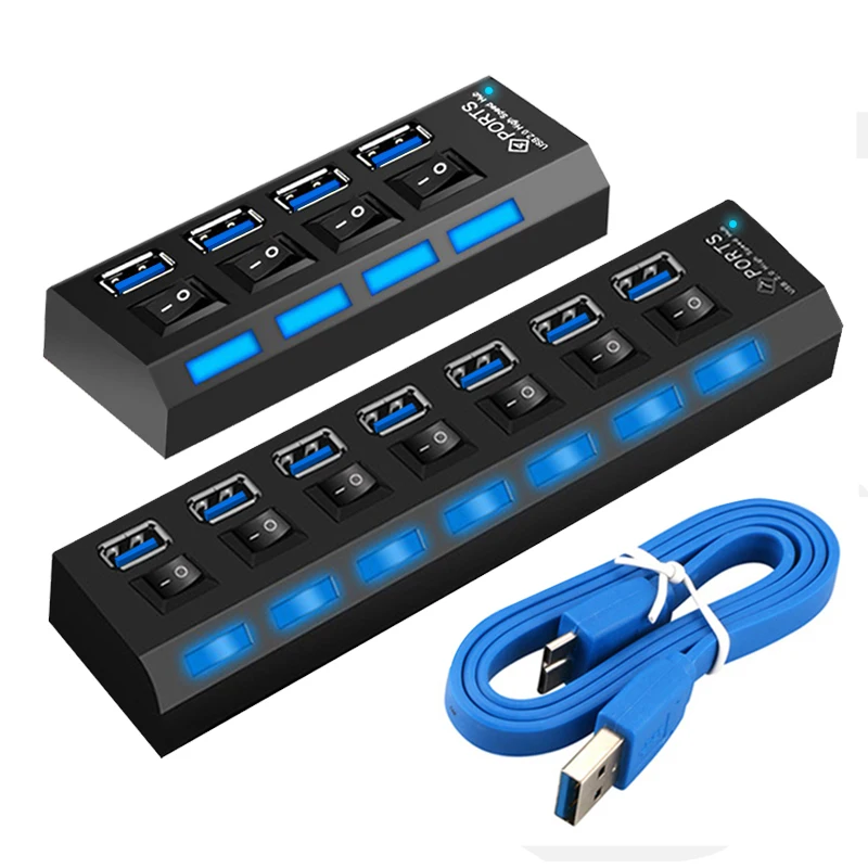 USB 3 0 концентратор 4/7 порт несколько высокая скорость 5 Гбит/с вкл/выкл.