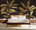 Настенная роспись Bacaz с изображением двух деревьев для спальни, фон с банановыми листьями, декор для спальни, 3d наклейки с листьями