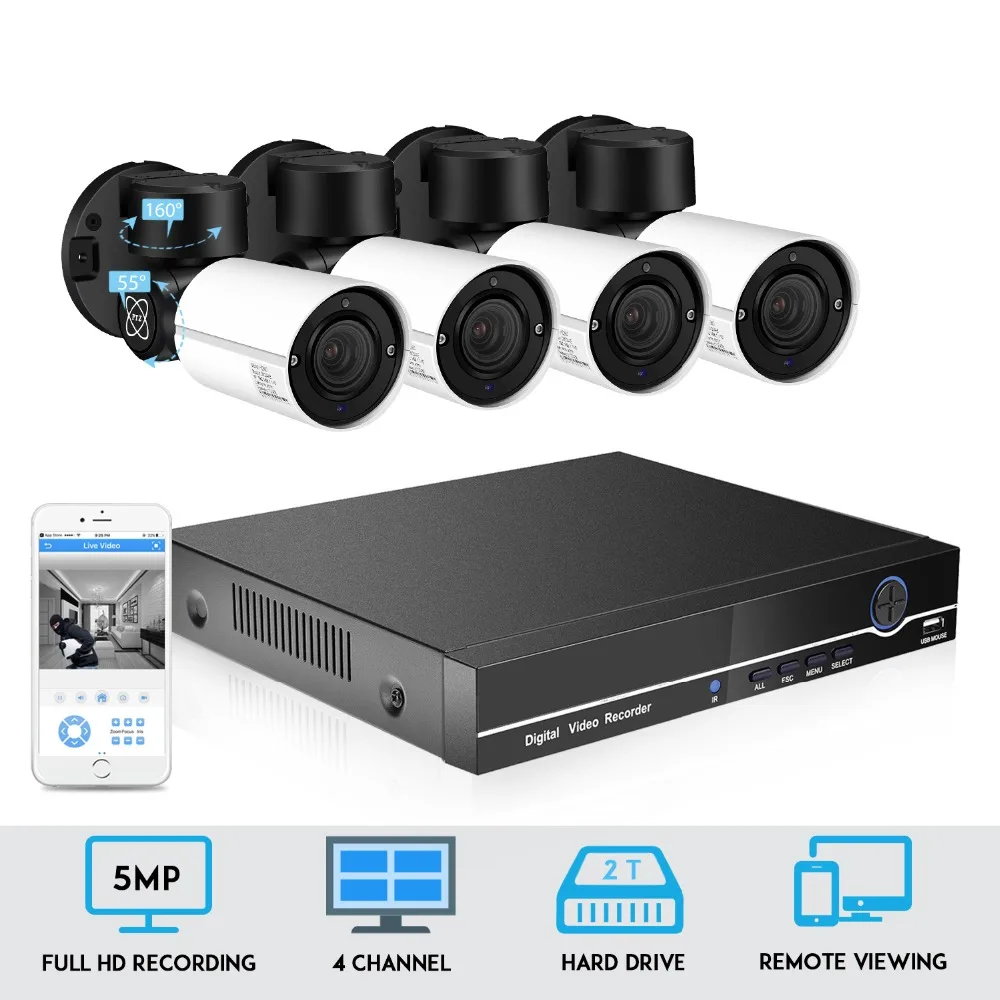 BESDER 48V PoE NVR CCTV система PTZ IP камера 1080P 4X Zoom домашняя безопасности комплект H.265