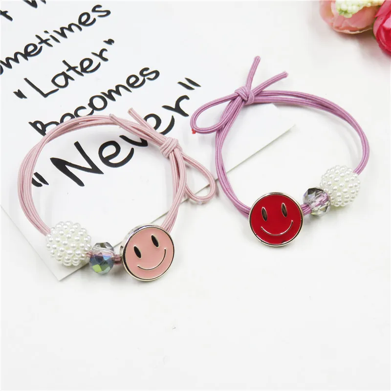 1 шт. красивые эластичные резинки для волос со смайликом девочек ручная работа