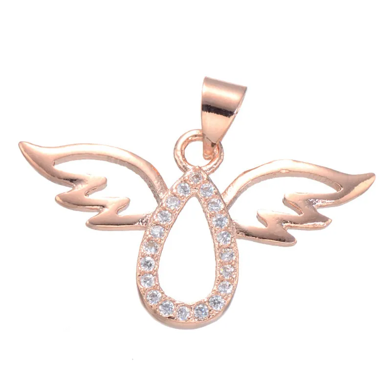 Розовое золото цвет милый ангел крылья кулон чемпионы для ожерелья женщин микро