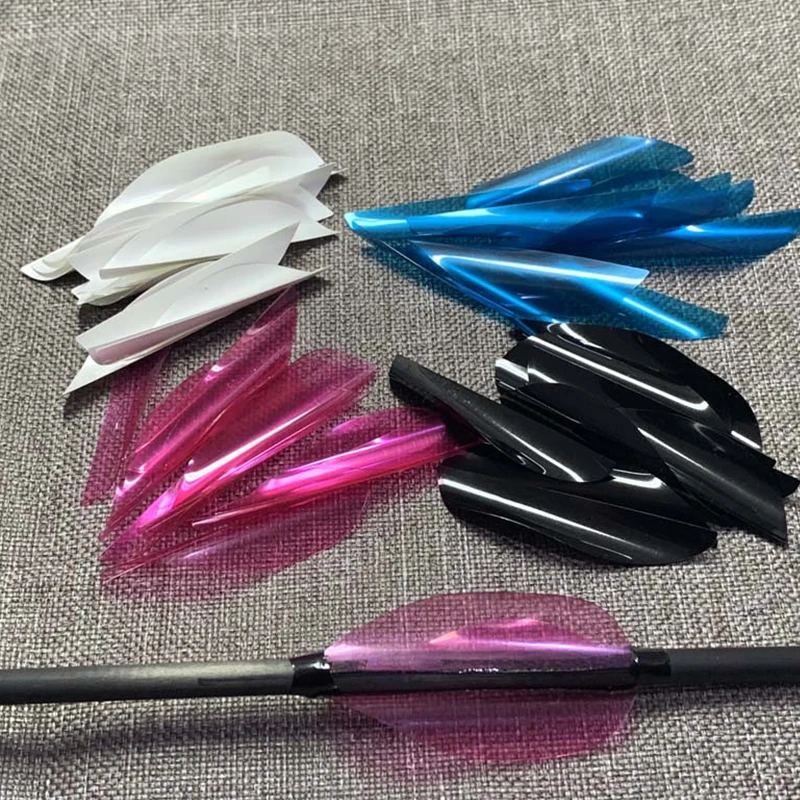 

50pcs 1.75inch Archery Spiral Feather Plastic Arrow Feathers Rotating Fletching For Bow And Arrow Hunting Shooting Accessories