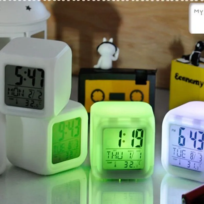 Детские часы Snooze 7 цветов светящиеся цифровые будильник светодиодные светящийся