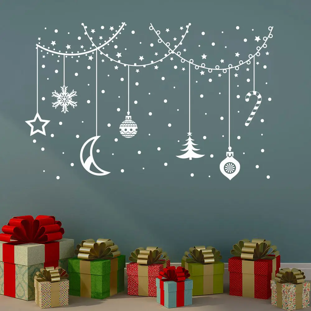 Creative Design Christmas Ball Wall Stickers Holiday Vinyl Removable Home Door Window Decor Art Decal Vinilos Paredes LA702 | Дом и сад