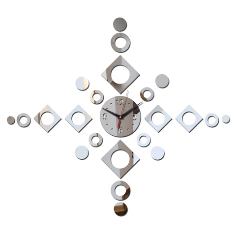 Новые 3d настенные часы для украшения дома, сделай сам, зеркальные настенные часы, часы для гостиной, набор из нескольких элементов, акриловые часы
