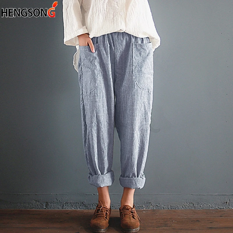 Брюки женские хлопковые с карманами повседневные свободные штаны уличная мода