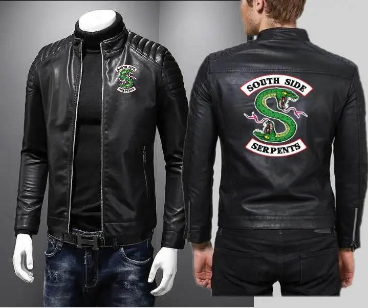 Для Мужчин's Повседневное южной стороне змеи кожа мужчин Slim Fit мотоциклетная