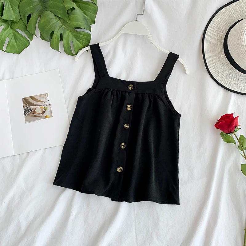 Шикарный корейский однотонное без рукавов Однобортный Тонкая Повседневная рубашка женщина пикантный жилет топы E535