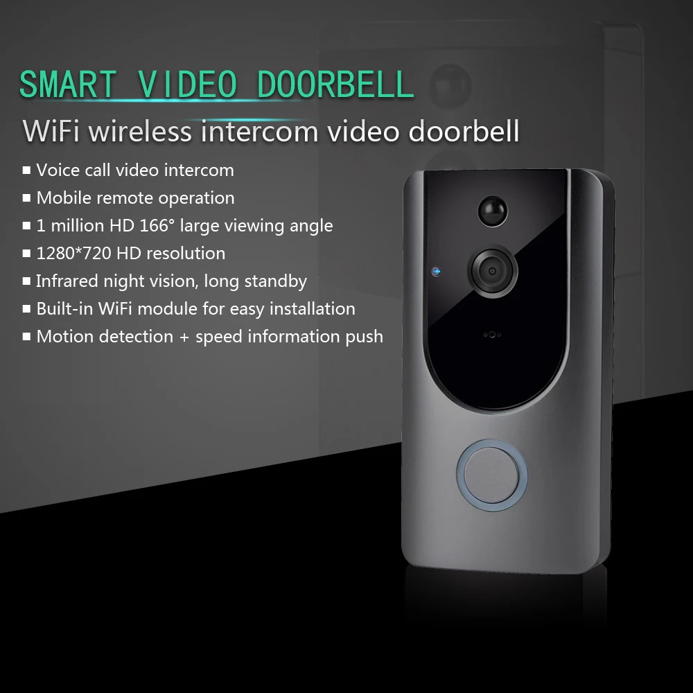 HD 720P wifi Визуальный дверной звонок беспроводной домофон дверной звонок Камера PIR Обнаружение движения Ночное видео умный дверной звонок кольцо