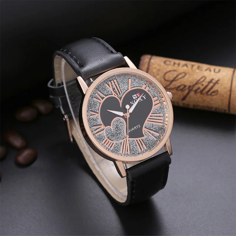 Часы наручные SOXY женские кварцевые в форме сердца с кожаным ремешком|relogio brand|relogio