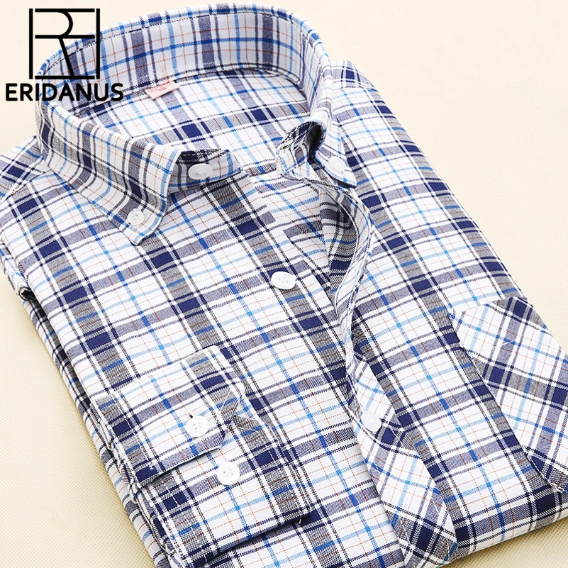 Мужская Повседневная рубашка новинка 2016 модная мужская клетчатая Облегающая в