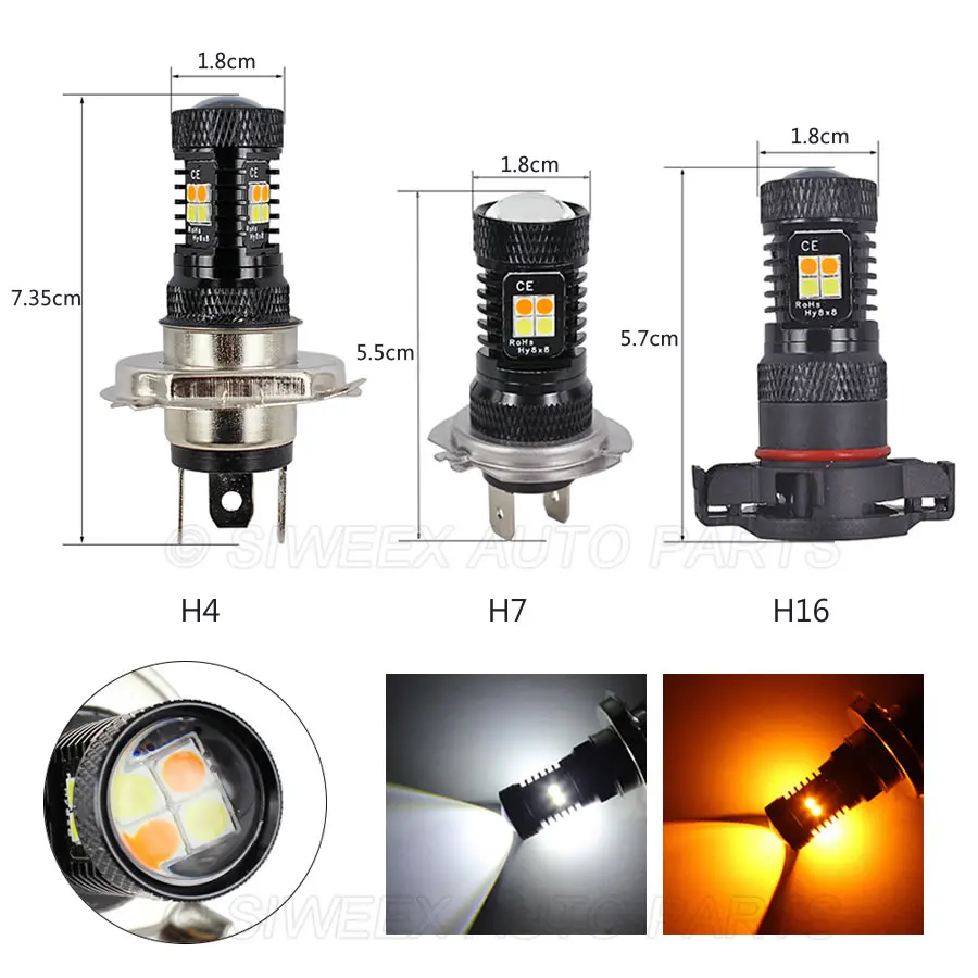 1 шт H1 H3 H4 H7 H8 H11 9005 9006 H15 H16 высокое Мощность 3030 16 SMD светодиодный автомобилей Туман свет фар 12 V DC белый желтый
