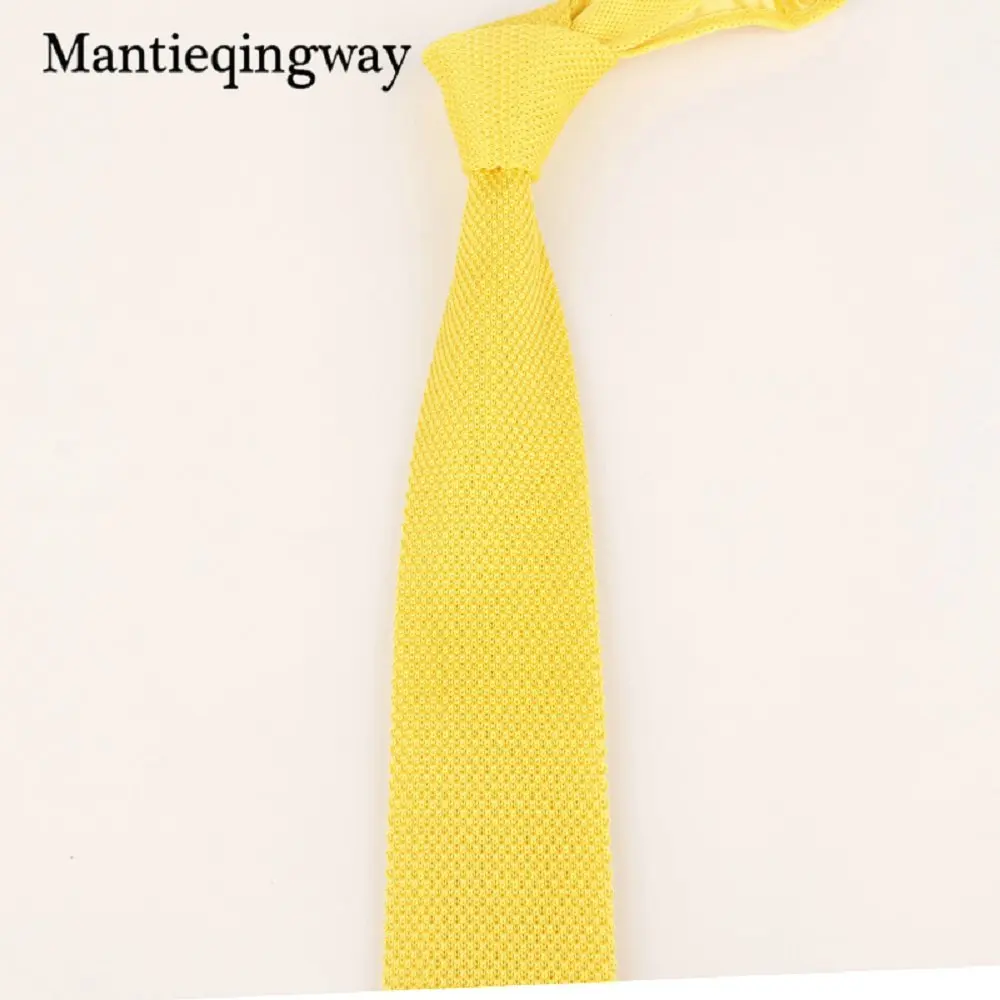 Mantieqingway 7 см Вязаные Галстуки для мужчин вязаный галстук для свадьбы вязание тонкий Gravatas мужчин s полиэстер Corbatas платье с поясом - Цвет: 099