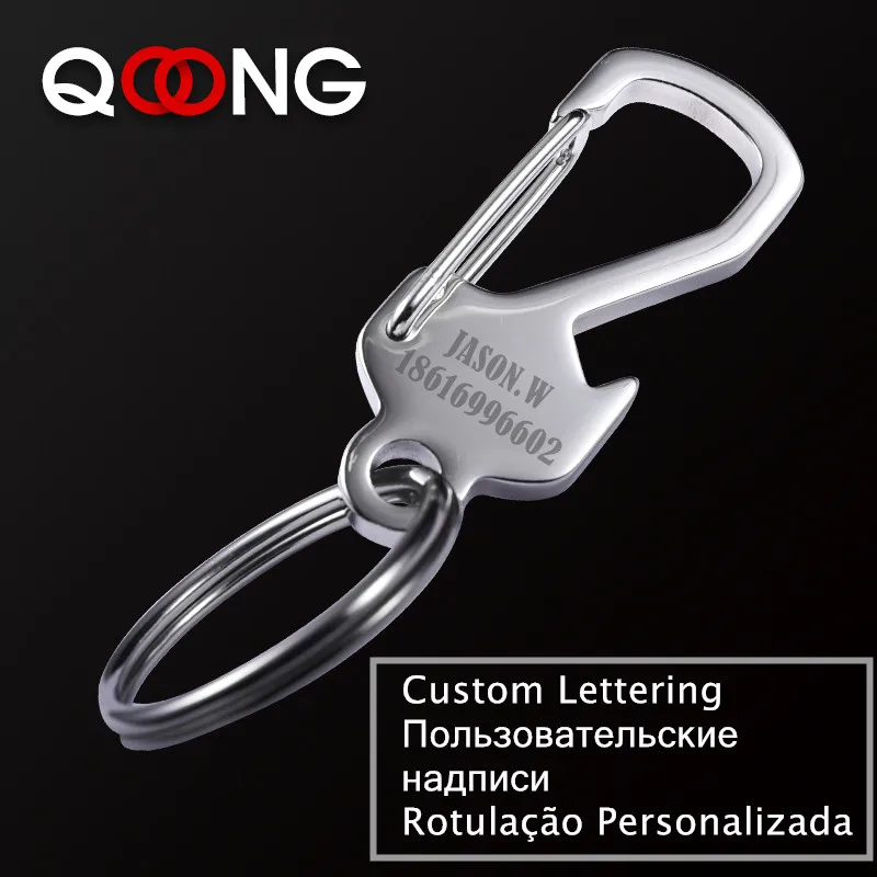 custom lettering QOONG 304 брелок из нержавеющей стали с открывалкой для бутылок лазерной настройки Брелоки для ключей, подвески на сумку подвеска автомобиль брелок Y43 - Цвет: custom lettering