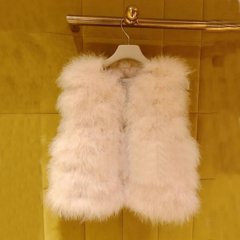 Женский жилет из натурального меха страуса короткий турецкого ksr566|Жилеты и