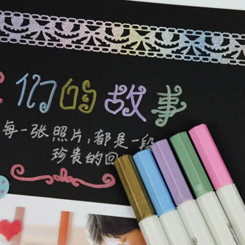 

10 12 Colors/Box Drawing Painting Permanent Marker School Supplies Oil Paint Signature Pen Metallic Color Pen for Black Paper