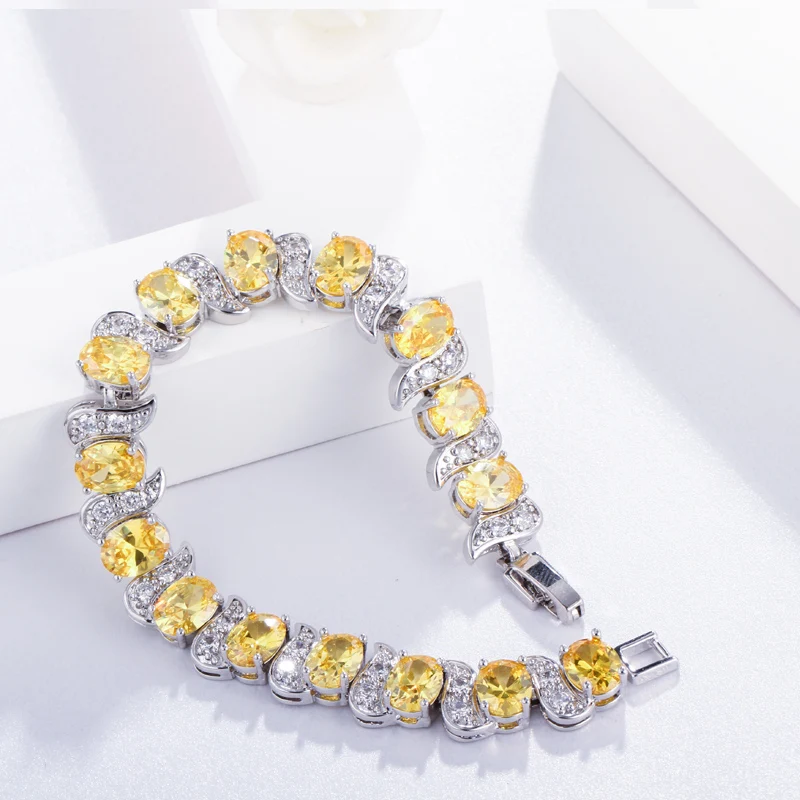 BeaQueen Shining Oval Round Cubic Zirconia Paved Crystal Charm Bracelets for Women Wedding Party Jewelry Accessories B010 | Украшения и