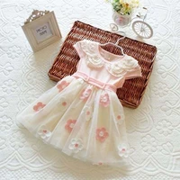 clearance cute baby girls lace floral princess dress with belt pearl meninas children costume pink 2 6y toddler kids dress