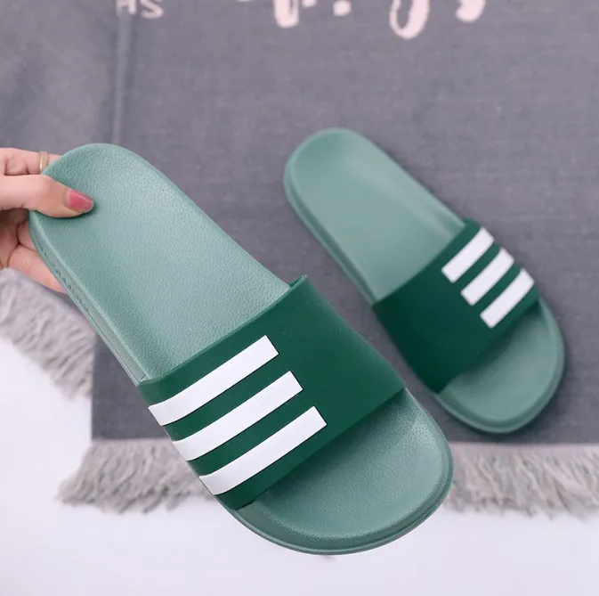 stripe Green Мужские тапочки; Повседневная водонепроницаемая обувь; нескользящие шлепанцы для ванной; летние пляжные сандалии; вьетнамки на мягкой подошве; тапочки; большие размеры - Цвет: stripe Green