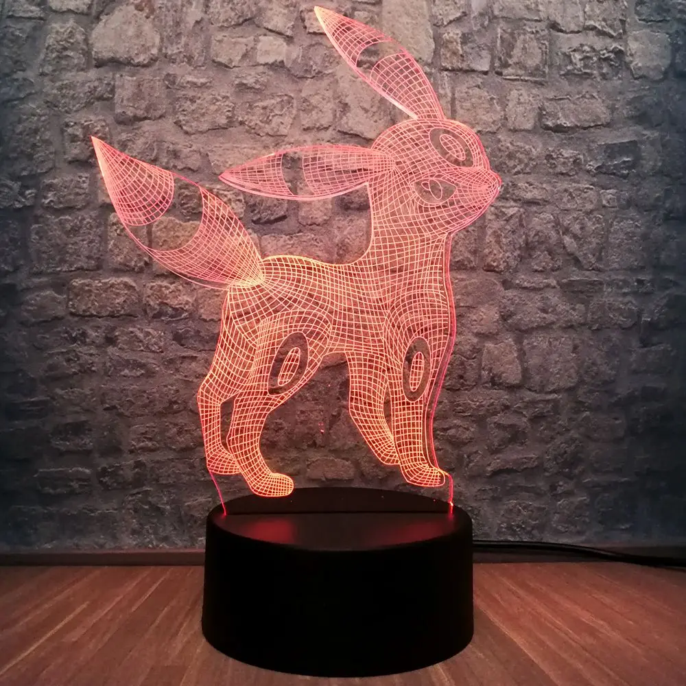 Pokemon 3D светодиодный ночной Светильник RGB Blub 7 цветов лампа для сна в спальню