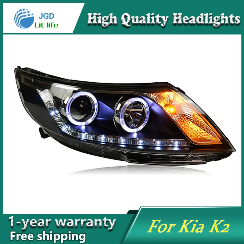 Чехол для стайлинга автомобиля фары Kia Rio K2 2011 2012 2013 2014 светодиодный DRL Объектив