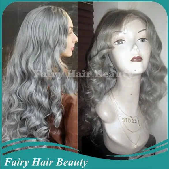 7А Качество! серебристо-Серый Свободная Волна 100% Бразильский Реми Волос Кружева