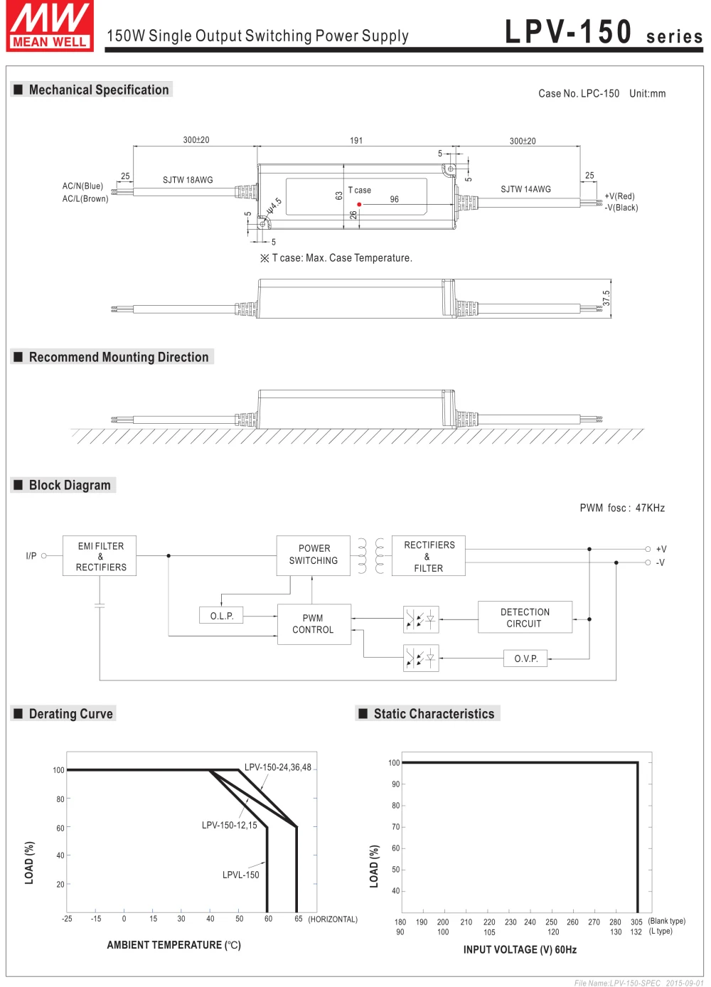 1 шт. в упаковке) Meanwell 150 Вт IP67 водонепроницаемый Питание LPV-150-24V LPVL-150-12V 15V 36V 48V 8A 10A DC Дисплей светодиодный светильник полоса монитор