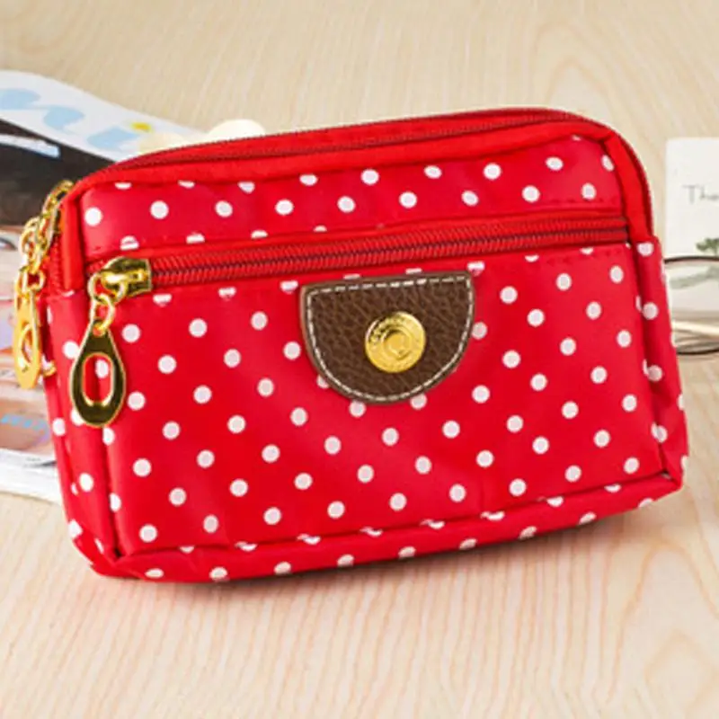 Узор в горошек Carteras Mujer женский клатч кошелек чехол для телефона Carteiras Femininas сумка для денег женский кошелек держатель для карт в винтажном стиле - Цвет: red