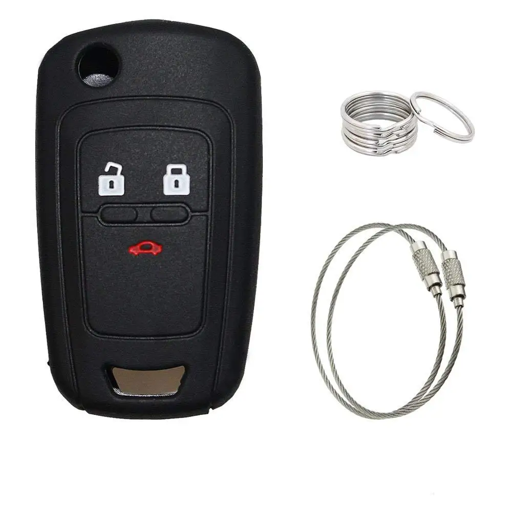 

Muchkey для Chevy Chevrolet Флип-пульт дистанционного управления защитный чехол для ключа силиконовый 3 кнопки + брелок 150 мм 2 шт. + брелок 30 мм 5 шт.