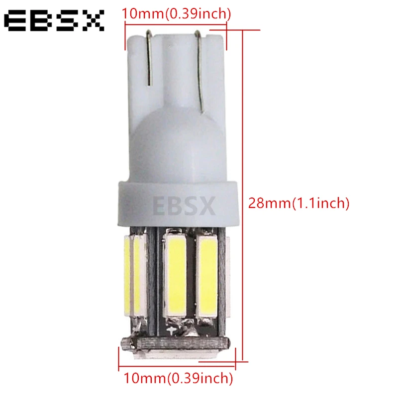 Супер яркий EBSX! 100 шт./лот T10 7014 10 SMD 7020 W5W светодиодов дверные фонари 12 В приборные