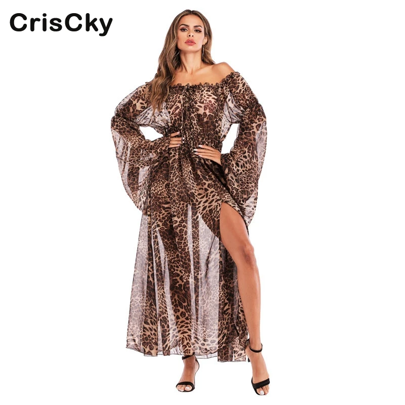 CRISCKY 2019 женские платья Для Женщин Слэш шеи оборки открытые плечи с разрезом