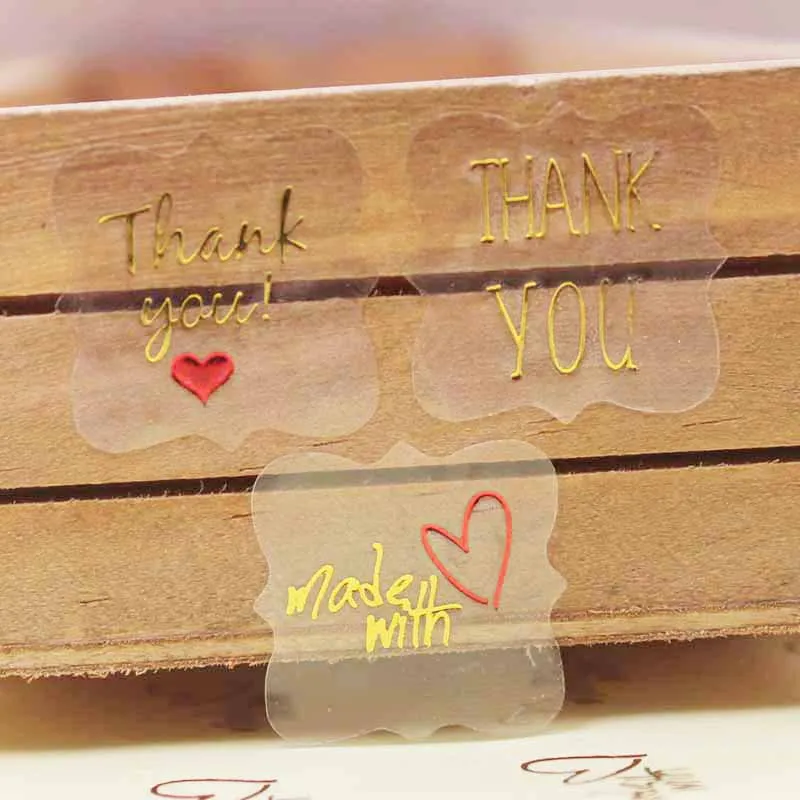 100 шт ПВХ прозрачная ручная наклейка этикетка спасибо самоклеющаяся из