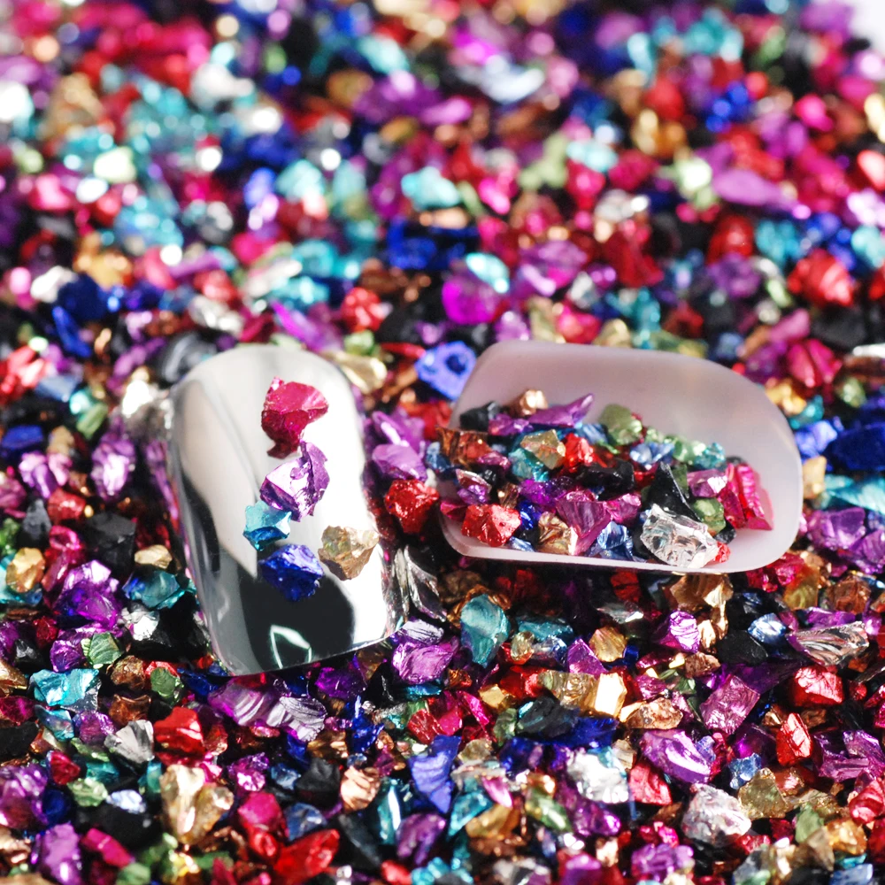 Оптовые цены 450 г/пакет сломанной Стекло Стразы для ногтей камни 3D Mix Nail Art горный хрусталь украшения камни