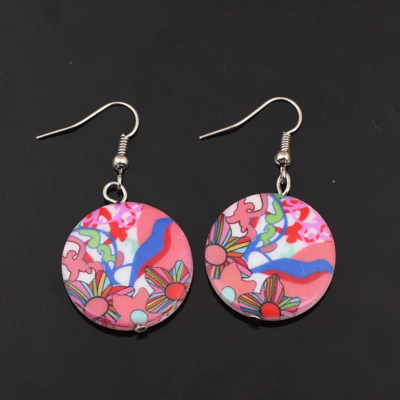 1 пара милых красочных узоров с модным принтом висячие серьги из акрила Новый