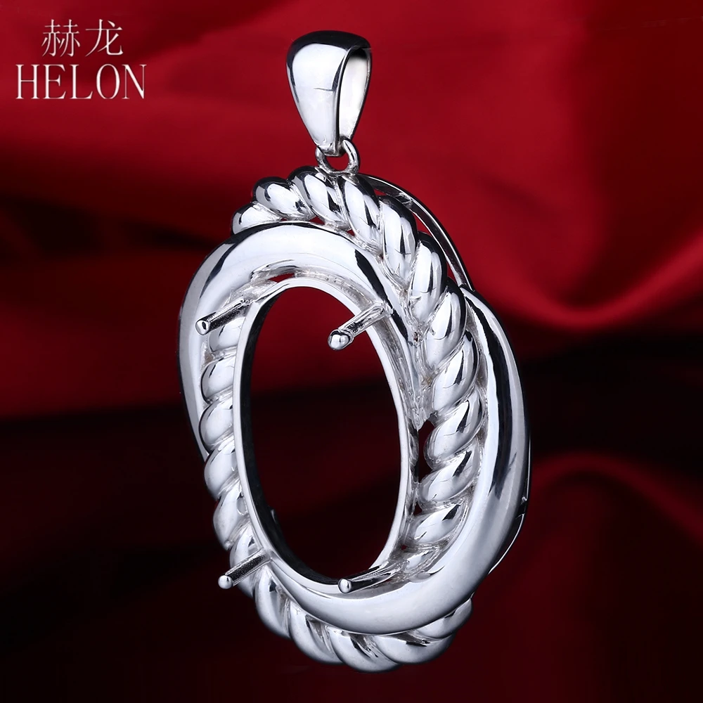 HELON 27x16-30x19mm овальной огранки Semi Mount Подвеска из стерлингового серебра 925 филигранная тонкая Свадебная старинные ювелирные украшения кулон