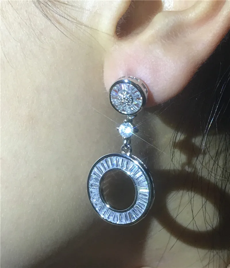 Массивные Женские Висячие Earrring AAAAA Cz реального 925 серебро свадебные