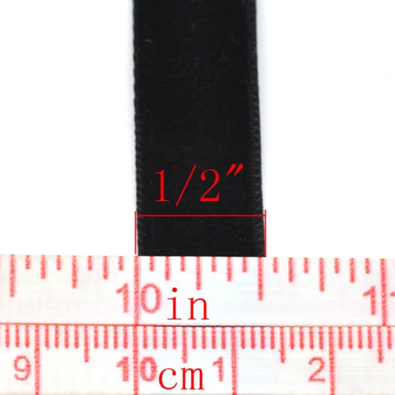 Бархатная лента 100 ярдов черная Высококачественная широкая 1/2 дюйма для
