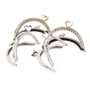 1 шт., 8,5 см, кошелек для монет для девочек, металлическая сумка с пряжкой, рамка, фурнитура, вязанный рот, бронза, серебро, сердце, пряжка, металлический поцелуй, застежка, рамка