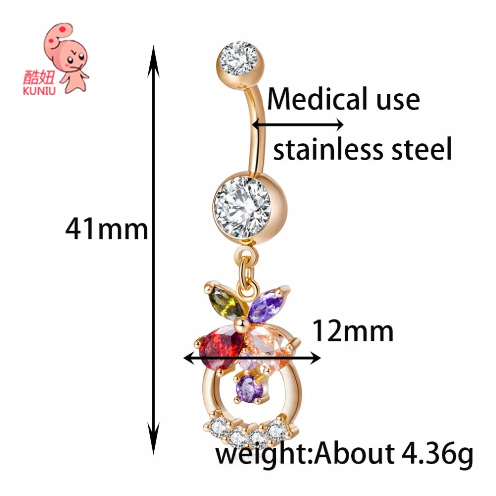 Woman's Zircon Stone Bell Button Rings Navel Body Belly Piercing Nombril Jewelry for Women P0202 | Украшения и аксессуары