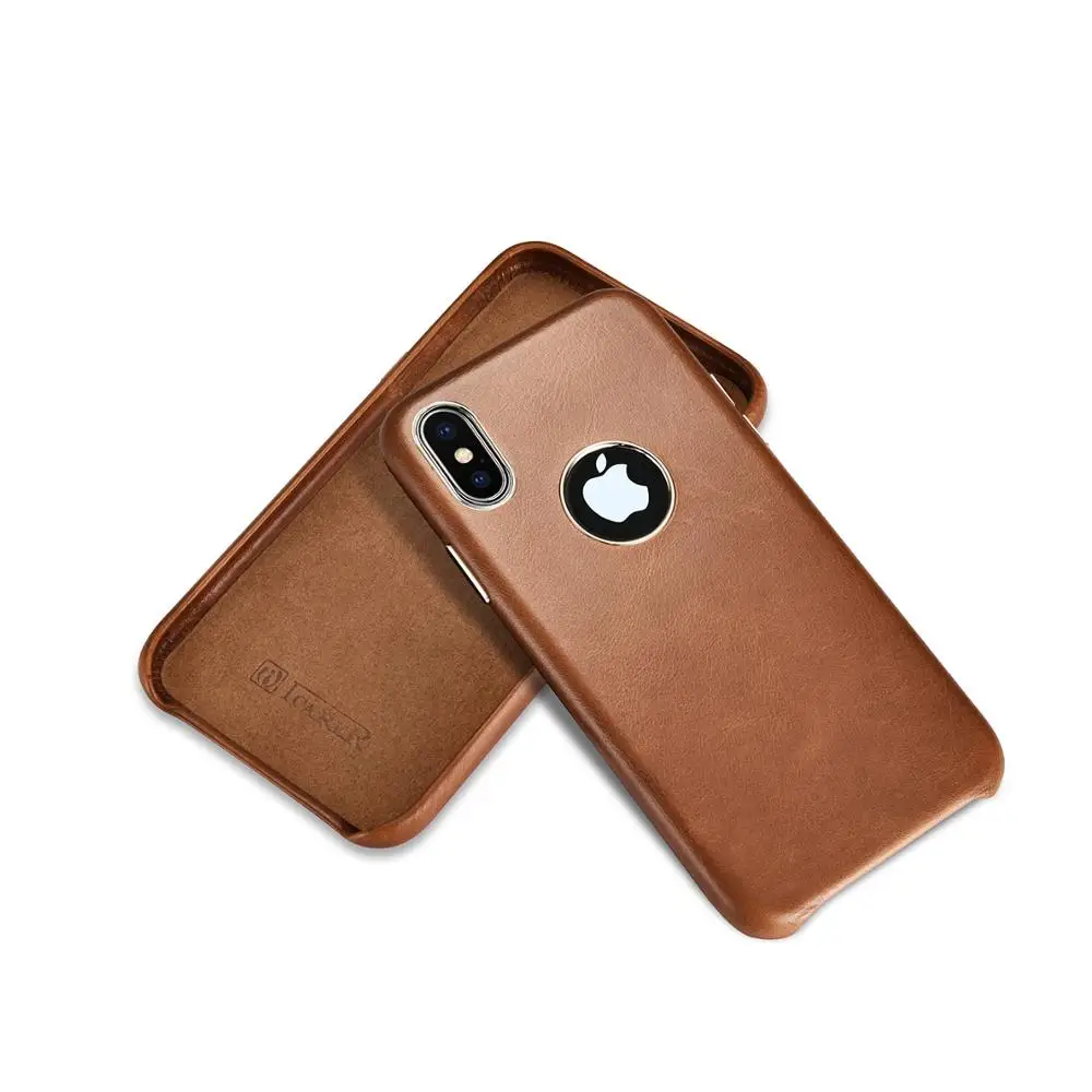 ICARER чехол из натуральной кожи для iPhone XS логотип ударопрочный Ультратонкий