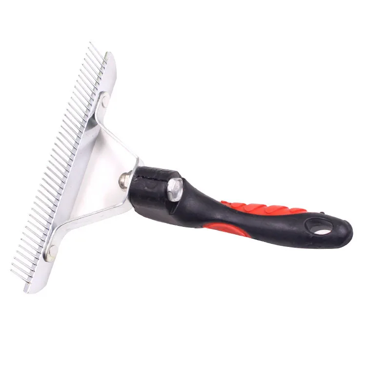 Pet Открыть узел гребень красный пластиковой ручкой с рисунком собачки и котика