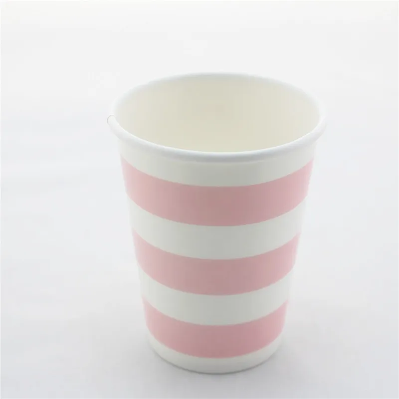 Быстрая доставка розовая полосатая посуда для вечеринки ранцы тарелки карнавал