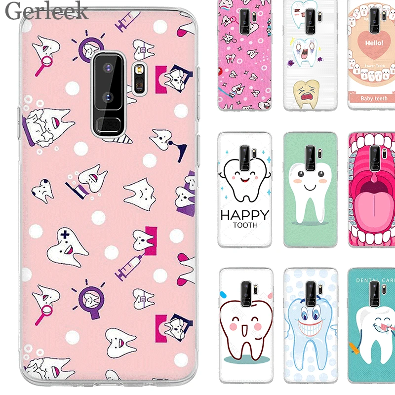 Чехол с милыми зубами для Samsung S3 S4 S5 S6 S7 Edge S8 S9 S10 Plus S10e Note 8 9 Жесткий