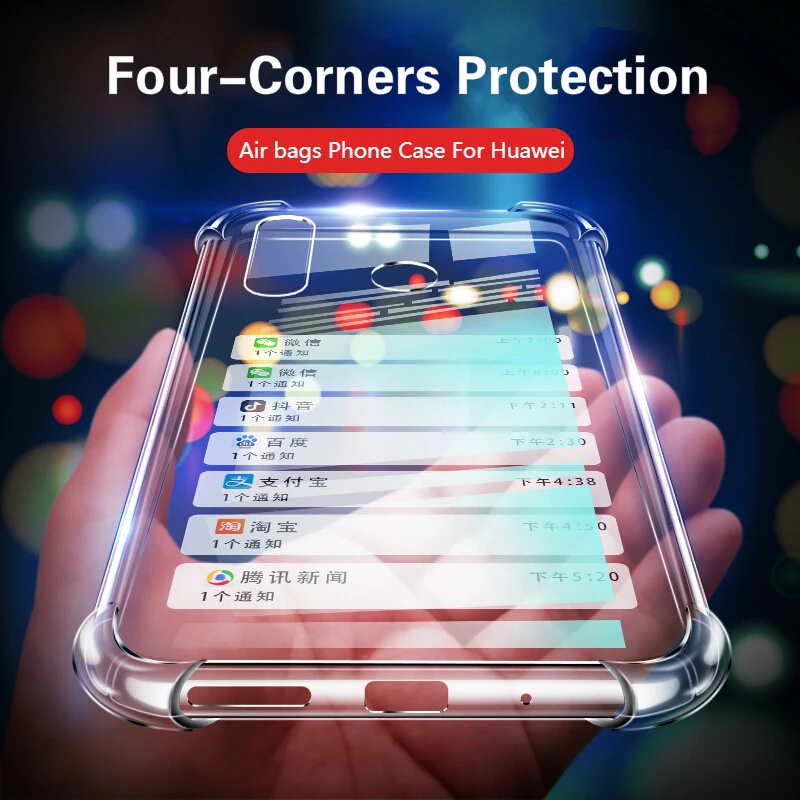 Чехол для huawei P20 P30 Pro Lite Y6 Y7 2019 P Smart антидетонационный TPU прозрачный чехол телефона