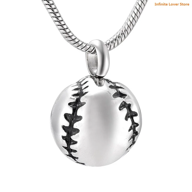 

IJD9980 Wholesale Stainless Steel 20mm Baseball Memorial Urn Jewelry Pendant Hold Cremation keepsake Necklace for Ashes