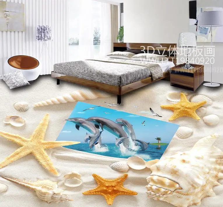 

3d полы на заказ обои пляжные дельфины 3d пол плитка обои для детской комнаты пол 3d клей виниловые рулоны