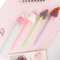 creative kawaii hat pen black ink gelpen korea stationery 0 5mm school students pens candy color wools cap cute smooth writing