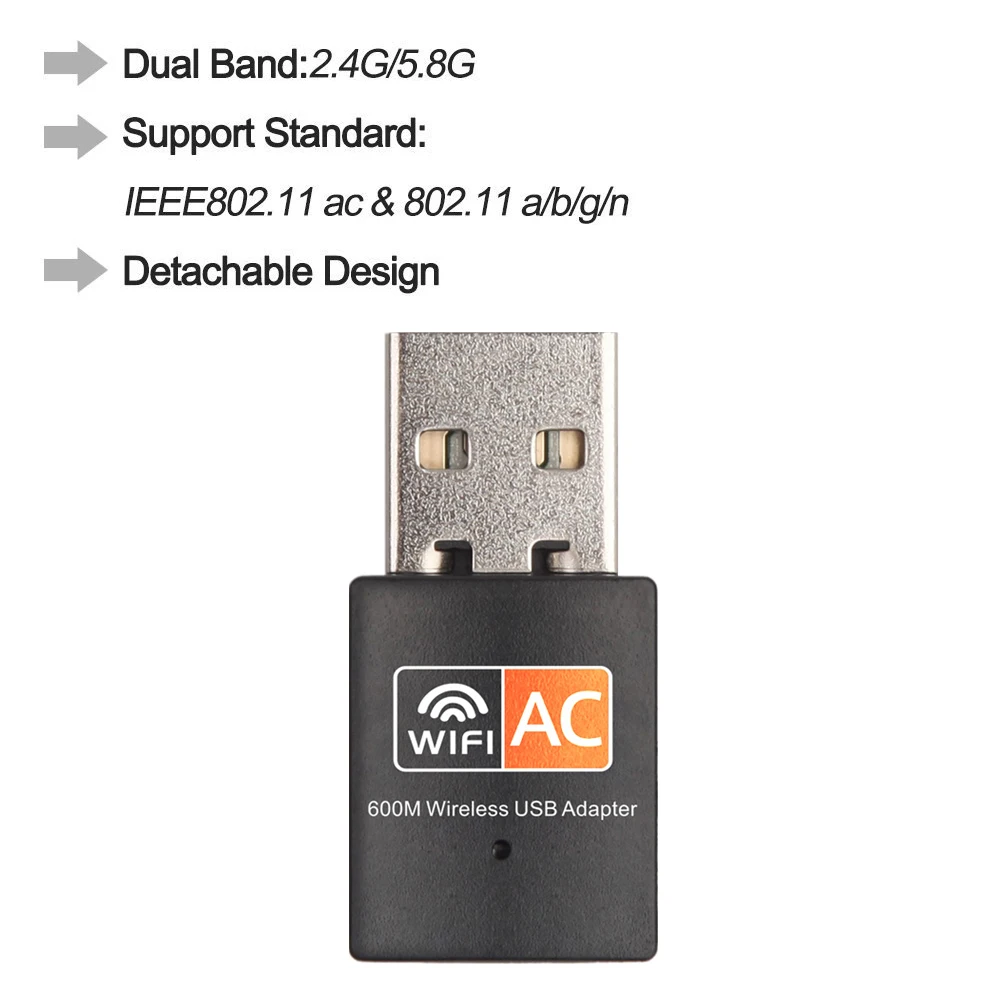 600 Мбит/с USB Wifi адаптер Двухдиапазонная сетевая карта Wi fi 5 ГГц антенна Ethernet